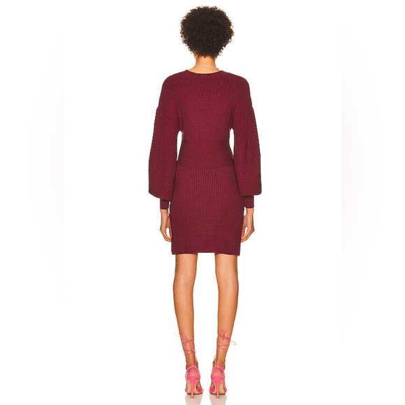 STAUD Marlebone Rib Knit Mini Dress With Balloon Sleeve, Size S - Picture 3 of 16